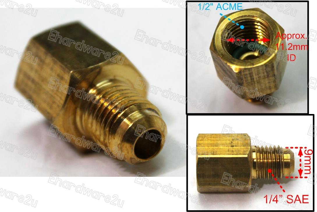 1/4" Male SAE x 1/2" Female ACME R134a To R22 Adapter (CB-04MX08F)