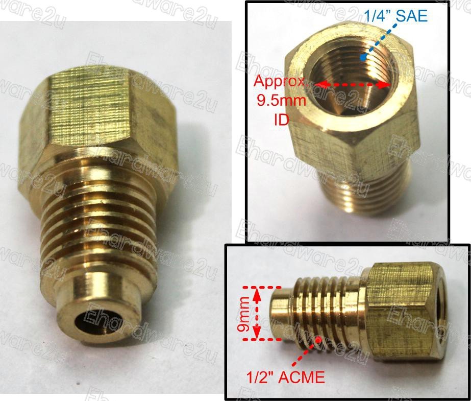 1/4" Female SAE x 1/2" Male ACME R22 To R134a Adapter (CB-08MX04F)