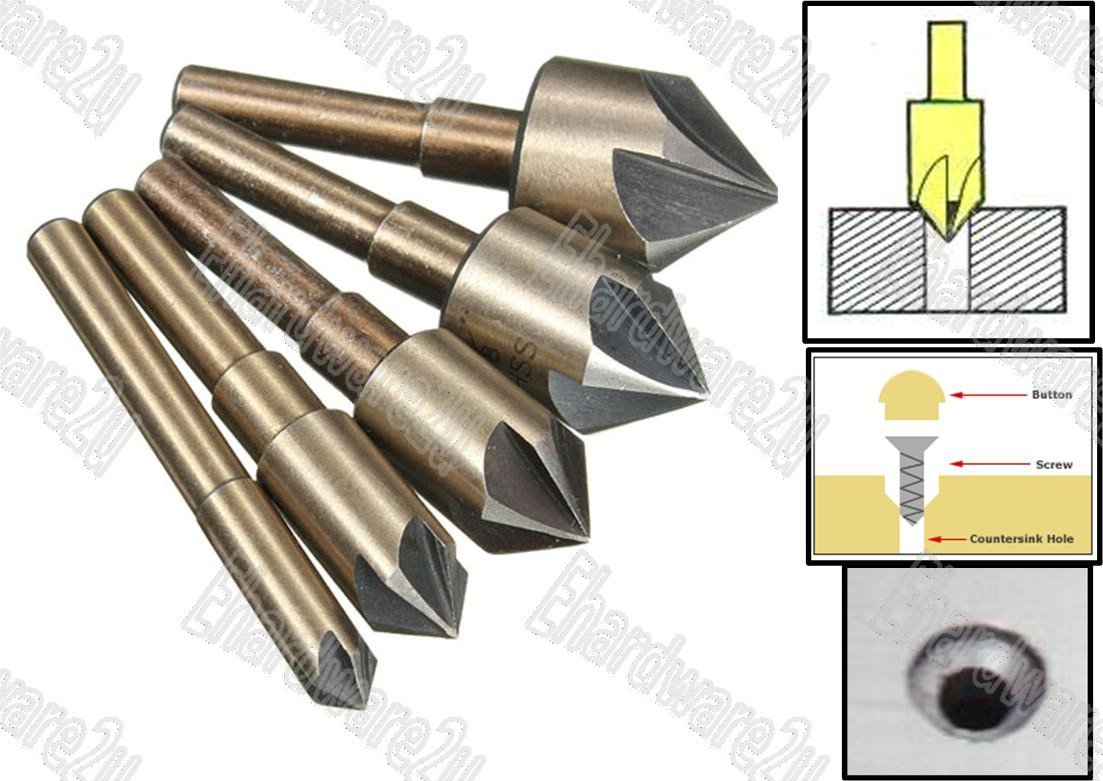 5Pcs Flute Countersink HSS Drill Bit Set (6012N5)