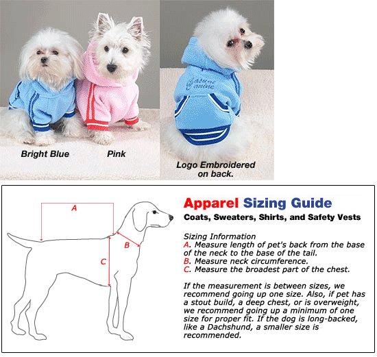 Sporty Fleece Pullovers Dog Clothes Pink or Blue (SM)