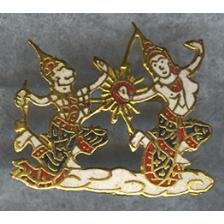 ESTATE SIAM (Thailand) ENAMEL Pin - Colorful GODDESS & MONKEY GOD