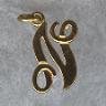 GOLD over STERLING Silver INITIAL N CHARM signed BEAU