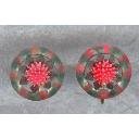 Vintage LUCITE Reverse Carved Earrings - Pink CHRYSANTHEMUMS mums Flowers