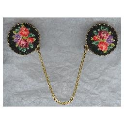 Vintage Needlepoint PETIT POINT SWEATER GUARD * Roses