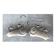 Vintage Scandinavian style Pewtery Kitty Cat earrings