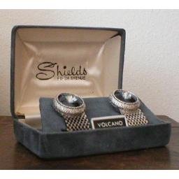 ESTATE boxed CUFF LINKS - signed Shields 5th Avenue *AMAZING Faceted Stones*