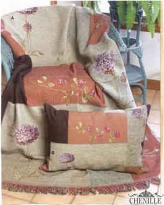 Floral Blocks Luxurious Chenille Throw NEW