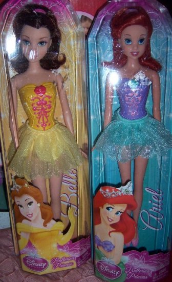 Disney Ballerina Princess Ariel & Belle Dolls NEW