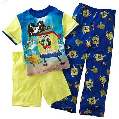NEW NWT SPONGEBOB SQUAREPANTS 3-PC. PAJAMAS SET SIZE 6