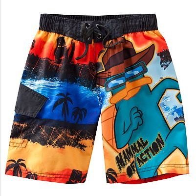 NEW NWT PHINEAS & FERB PERRY THE PLATYPUS BOYS SWIM TRUNKS SIZE 5