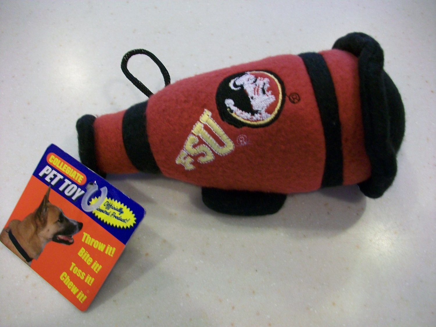 NEW NWT FLORIDA STATE SEMINOLES DOG TOY CHEER MEGAPHONE