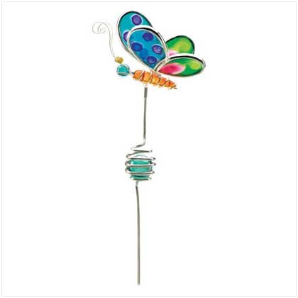 BUTTERFLY FUSED GLASS GARDEN STAKE - 38046