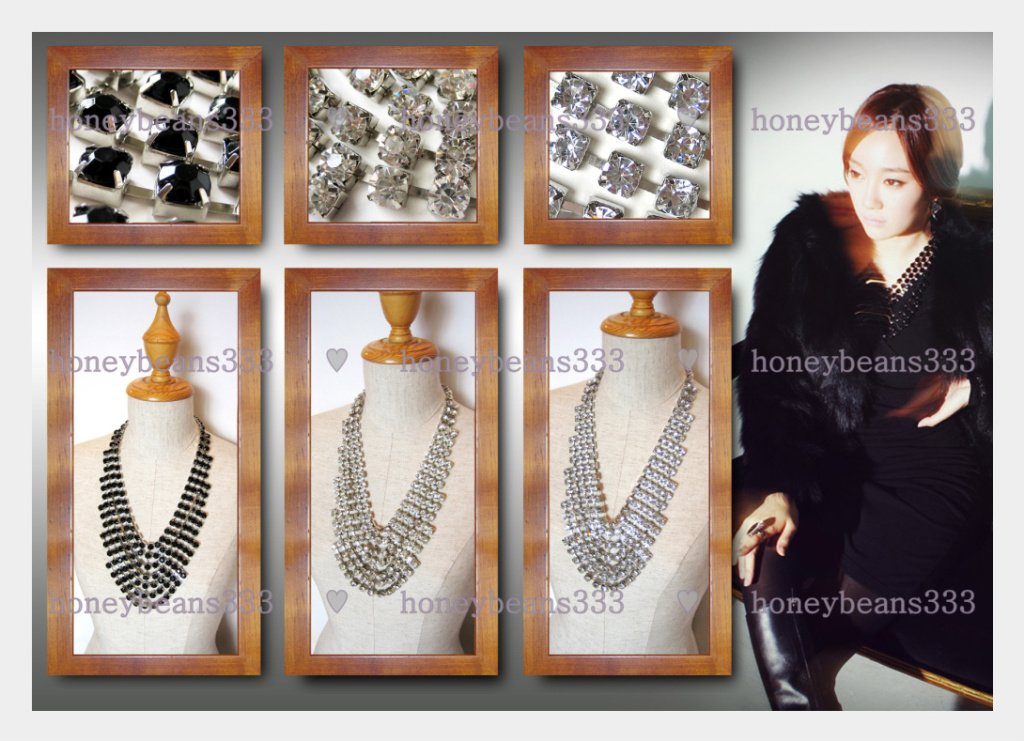 NEW Statement Bib Necklace BLACK CLEAR BLING Crystal V6