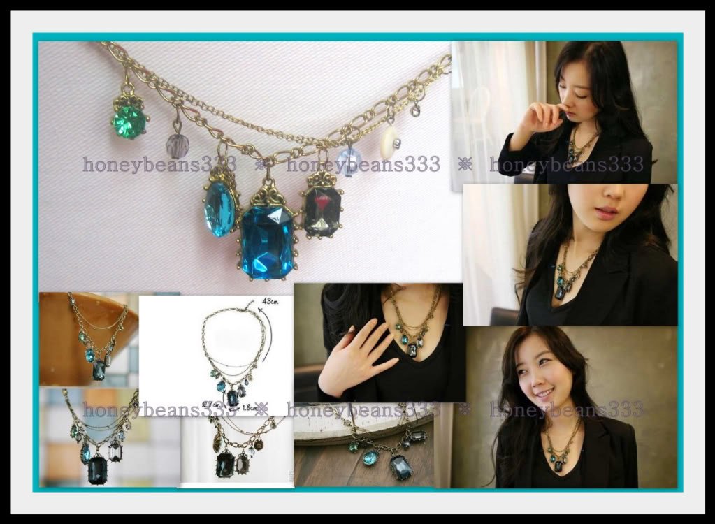 Antique Style Aquamarine Crystal Bib Necklace 663.007