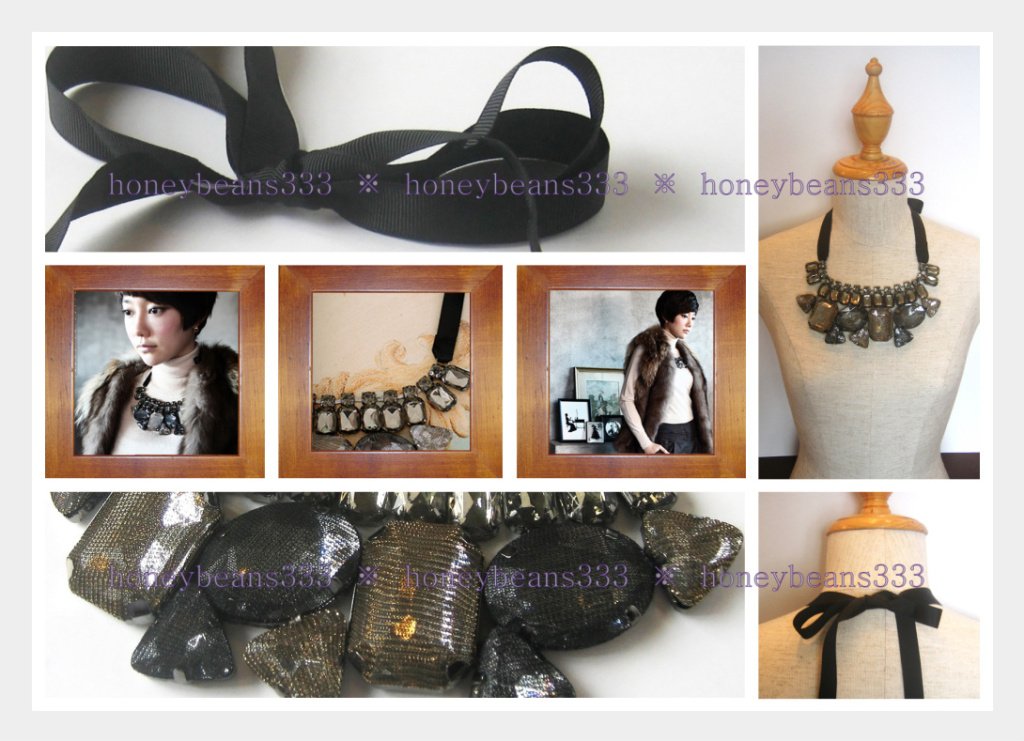 NEW Statement Rhinestone Crystal Ribbon Bib Necklace V2
