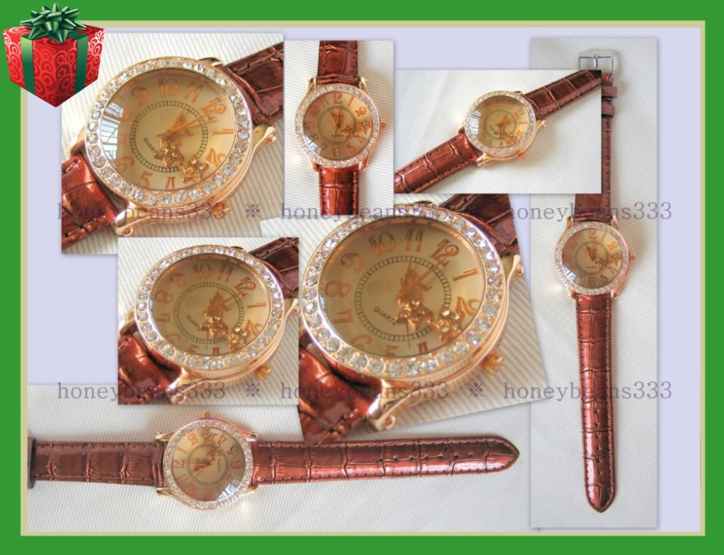 Crystal Rose Gold Lady Moving Happy Star Wrist Watch 34