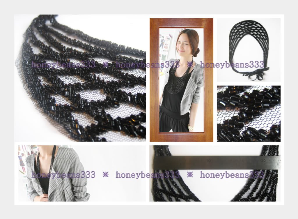 New Trendy Gorgeous Handcrafted BLACK Bib Necklace 026B