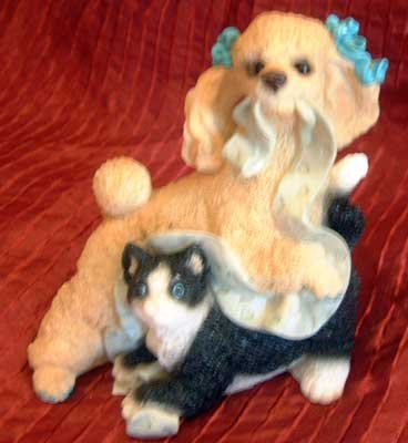 Stone Critters Babies : Poodle & Kitty Play : United Design