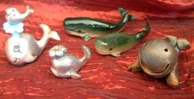 WHALES Ceramic Porcelain Pewter Miniatures Lot of 5 Minis