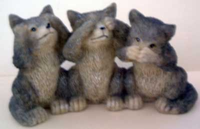 Wolves No Evil Trio : Wolf : Classic Design : NWT!