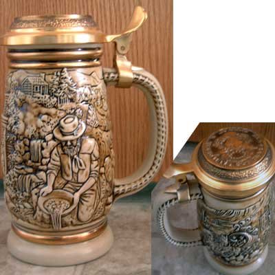 Goldrush Avon Collector's Stein Raised Lid Design