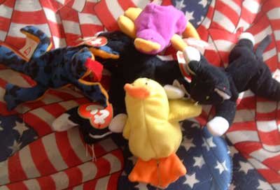 Plush Lot Beanie Beenie Babies Minis Lizard Duck Cat Chicken