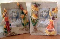 Set of 2 (A) Fairy Pixie Flower Frames Fantasy
