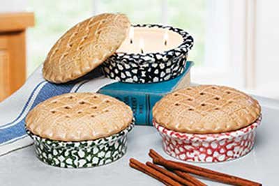 Crock Candle Stoneware Decor GREEN Oven Microwave Safe Dish