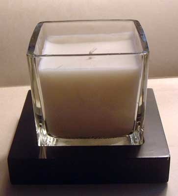 Unscented White Candle w/ Wood Base NIB