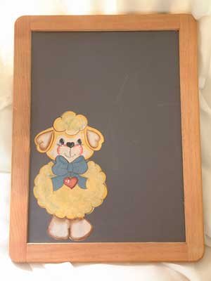 Chalkboard Lamb Wood Hand Painted OOAK