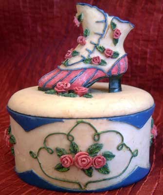Victorian Lace Shoe & Rose Flowers Trinket Box
