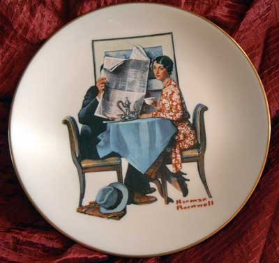 Norman Rockwell Collector Plate Danbury Mint 'Breakfast Conversation'