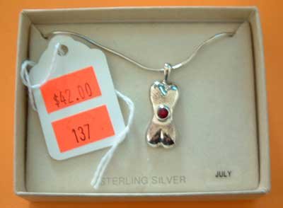 Bonestones Dog Birthstone Charm Necklace NEW Sterling Silver SS July
