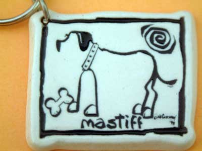 Mastiff Cavern Canine Dog Breed Stoneware Ceramic Clay Jewelry Key Chain McCartney - NEW