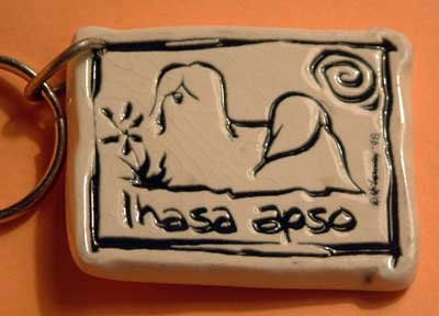 Lhasa Apso Cavern Canine Dog Breed Stoneware Ceramic Clay Jewelry Key Chain McCartney - NEW
