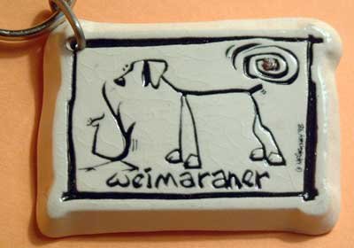 Weimaraner Cavern Canine Dog Breed Stoneware Ceramic Clay Jewelry Key Chain McCartney - NEW
