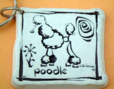 Poodle Cavern Canine Dog Breed Stoneware Ceramic Clay Jewelry Key Chain McCartney - NEW