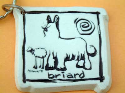 Briard Cavern Canine Dog Breed Stoneware Ceramic Clay Jewelry Key Chain McCartney - NEW
