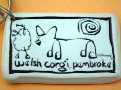 Corgi Cavern Canine Dog Breed Stoneware Ceramic Clay Jewelry Key Chain McCartney - NEW