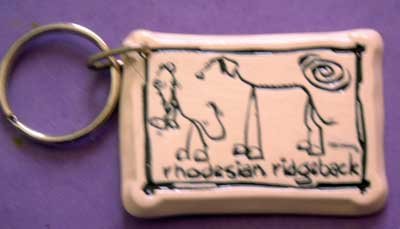 Rhodesian Ridgeback Cavern Canine Dog Breed Stoneware Ceramic Clay Jewelry Key Chain McCartney - NEW