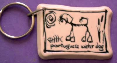 Portuguese Water Dog Cavern Canine Breed Stoneware Ceramic Clay Jewelry Key Chain McCartney - NEW