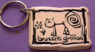 Brussels Griffon Cavern Canine Dog Breed Stoneware Ceramic Clay Jewelry Key Chain McCartney - NEW