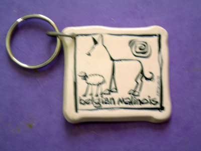 Belgian Malinois Cavern Canine Dog Breed Stoneware Ceramic Clay Jewelry Key Chain McCartney - NEW