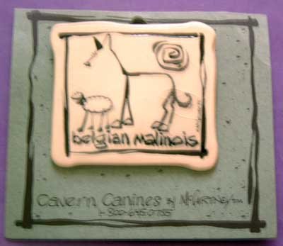 Belgian Malinois Cavern Canine Dog Breed Stoneware Ceramic Clay Jewelry Pin McCartney - NEW