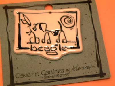 Beagle Cavern Canine Dog Breed Stoneware Ceramic Clay Jewelry Pin McCartney - NEW