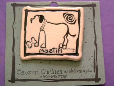 Mastiff Cavern Canine Dog Breed Stoneware Ceramic Clay Jewelry Pin McCartney - NEW