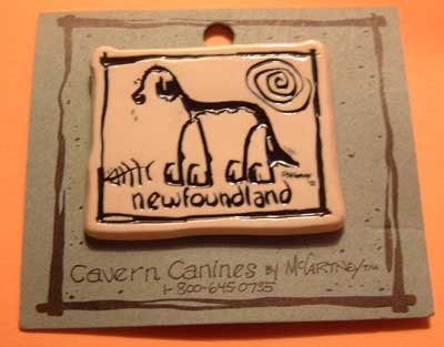 Newfoundland Newfy Cavern Canine Dog Breed Stoneware Ceramic Clay Jewelry Pin McCartney - NEW