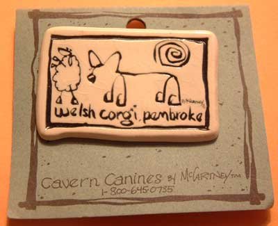 Corgi Cavern Canine Dog Breed Stoneware Ceramic Clay Jewelry Pin McCartney - NEW