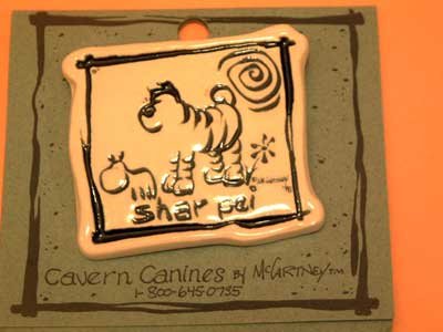 Shar Pei Cavern Canine Dog Breed Stoneware Ceramic Clay Jewelry Pin McCartney - NEW