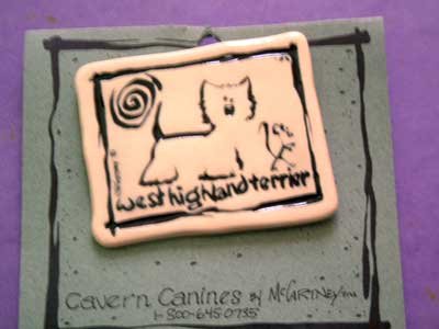 Westie Terrier Cavern Canine Dog Breed Stoneware Ceramic Clay Jewelry Pin McCartney - NEW